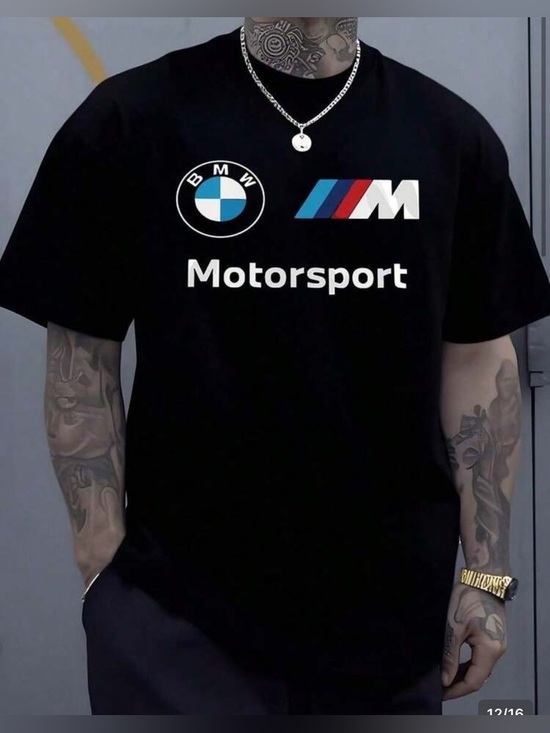 New-XL MENS BMW Motorsport Black Logo T-Shirt short sleeve crewneck